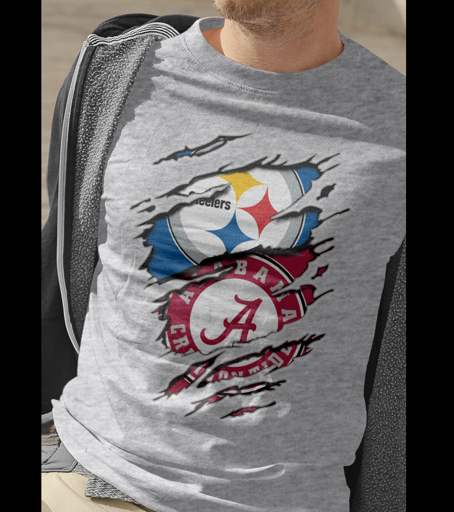 Alabama Crimson Tide Steelers Logo Crossover T-Shirt