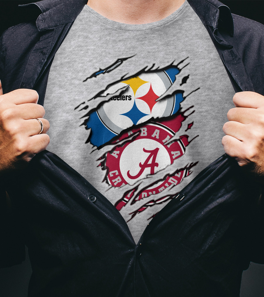 Alabama Crimson Tide Steelers Logo Crossover T-Shirt
