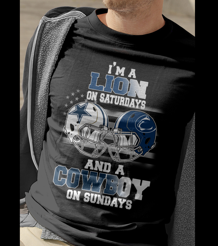 I'm A Lion On Saturdays And A Cowboy On Sundays Football Helmets T-Shirt