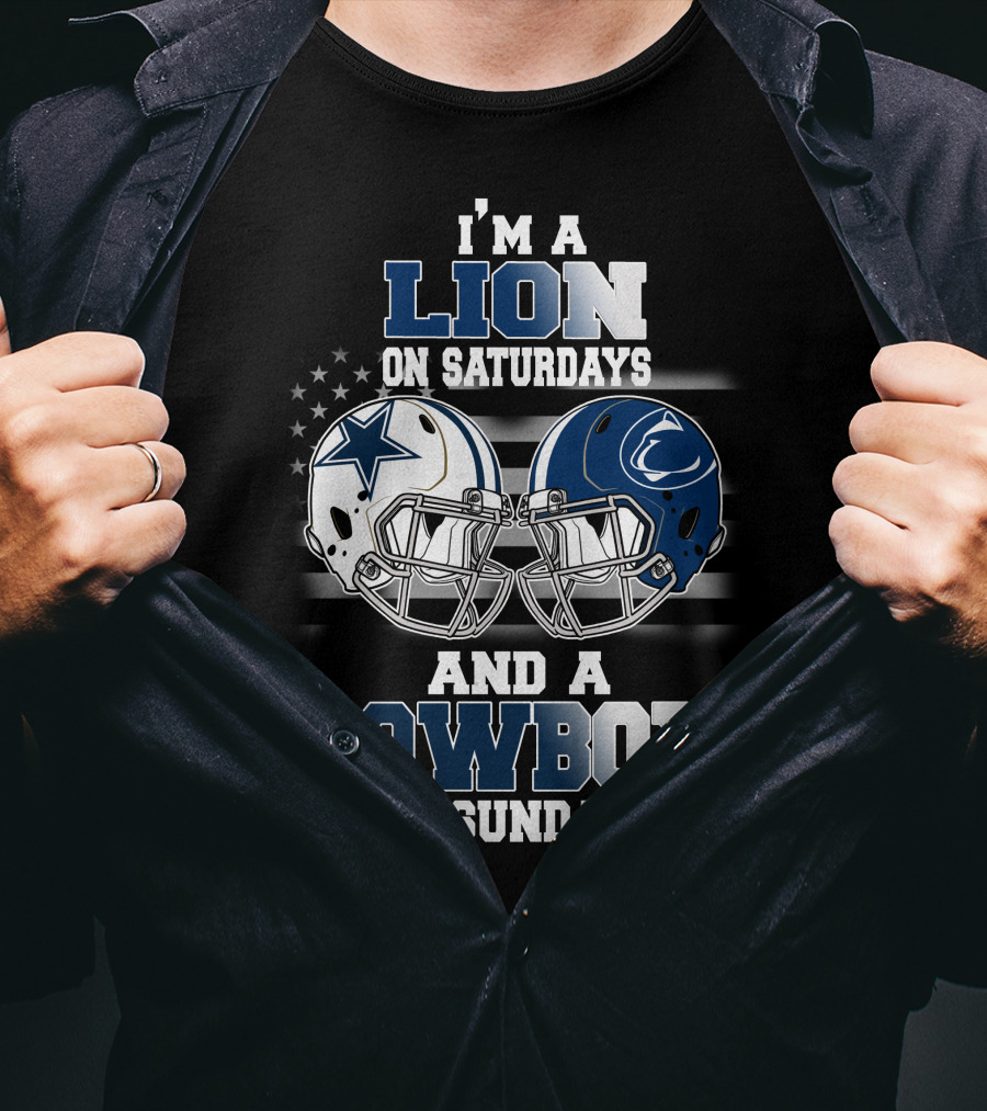I'm A Lion On Saturdays And A Cowboy On Sundays Football Helmets T-Shirt