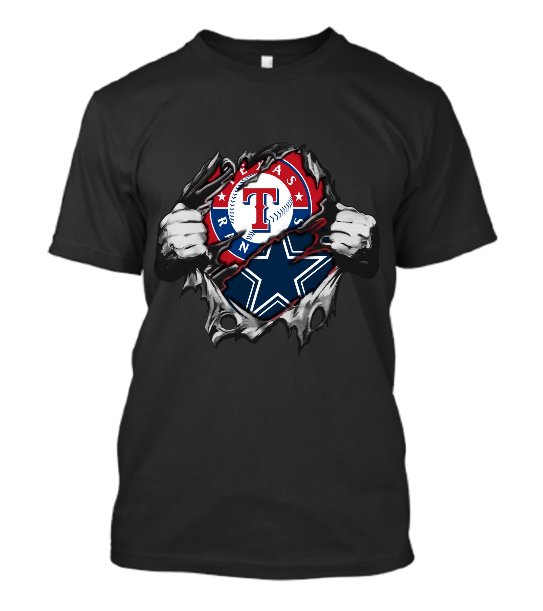 Texas Rangers Dallas Cowboys Torn Fabric Fusion T-Shirt