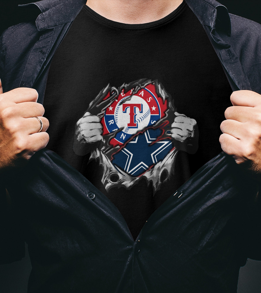 Texas Rangers Dallas Cowboys Torn Fabric Fusion T-Shirt