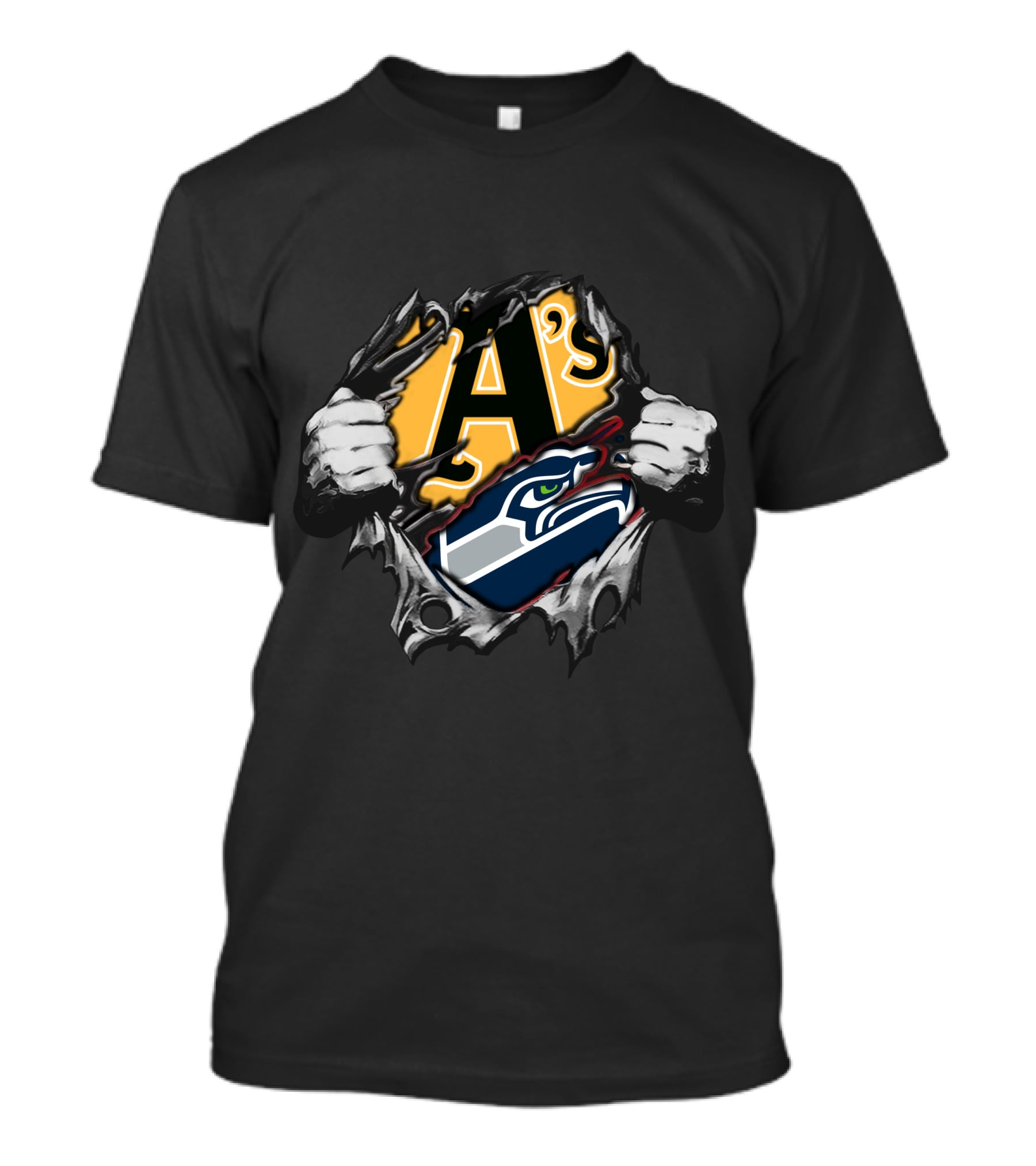Seattle Seahawks Oakland Athletics Collaboration Fan Tribute T-Shirt