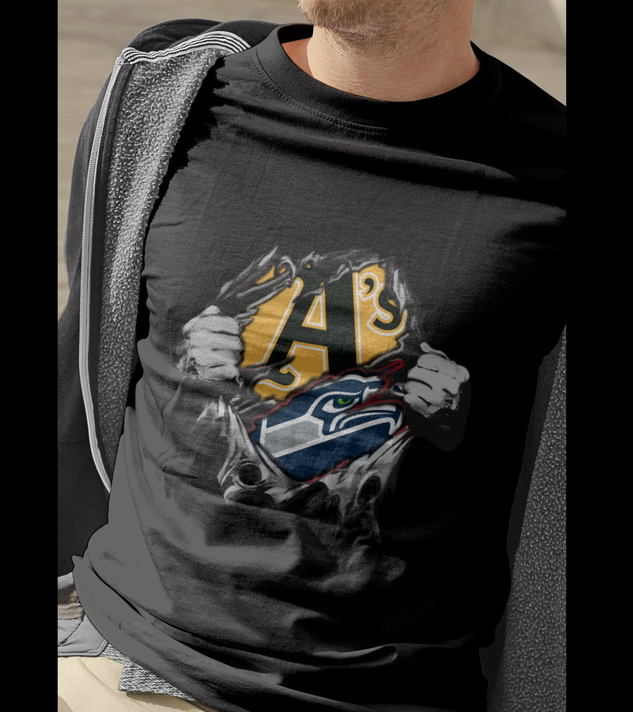 Seattle Seahawks Oakland Athletics Collaboration Fan Tribute T-Shirt
