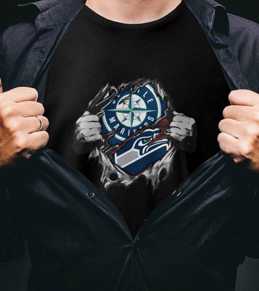 Seattle Mariners Seahawks Dual Fan Pride T-Shirt