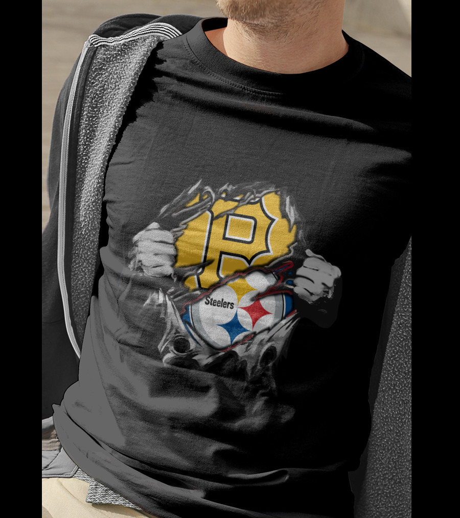 Steelers Pirates Logo Rip Fusion T-Shirt
