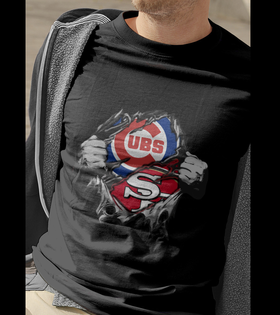 Cubs And 49ers Logos Fusion Tear T-Shirt