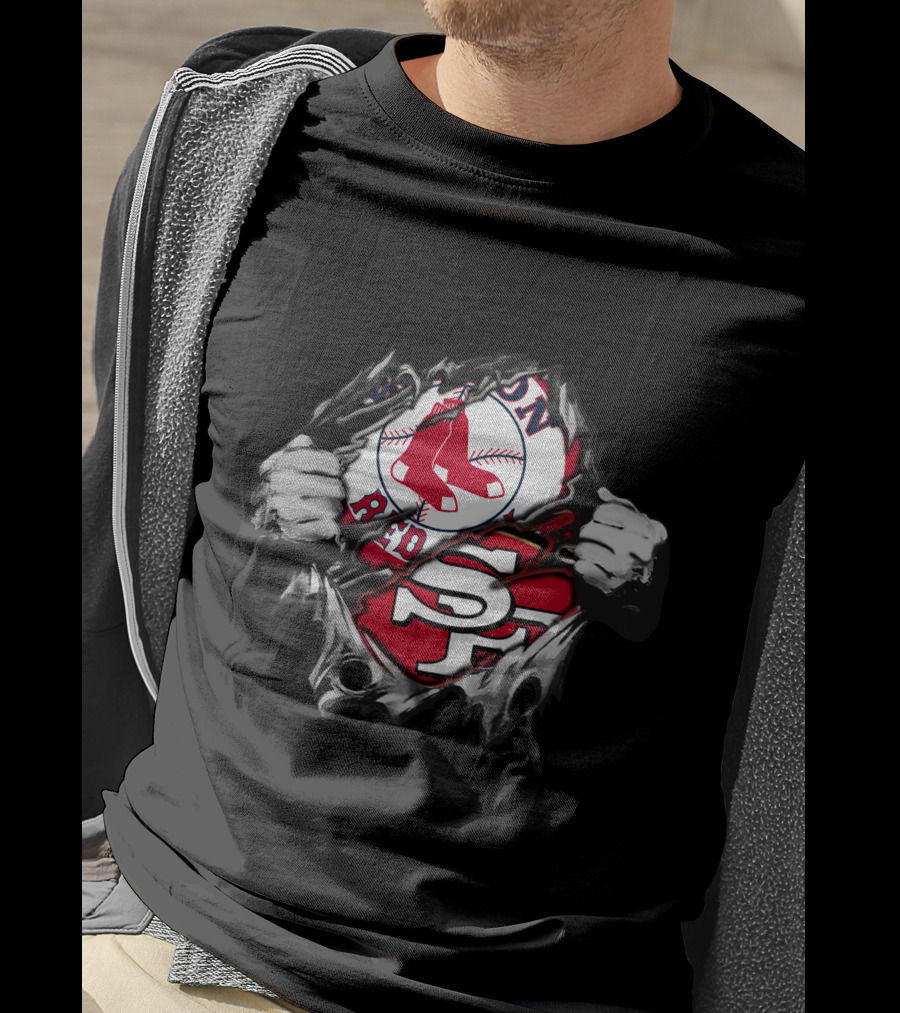 49ers Redsox Collaboration Dual Loyalty Sports Fan Fusion T-Shirt