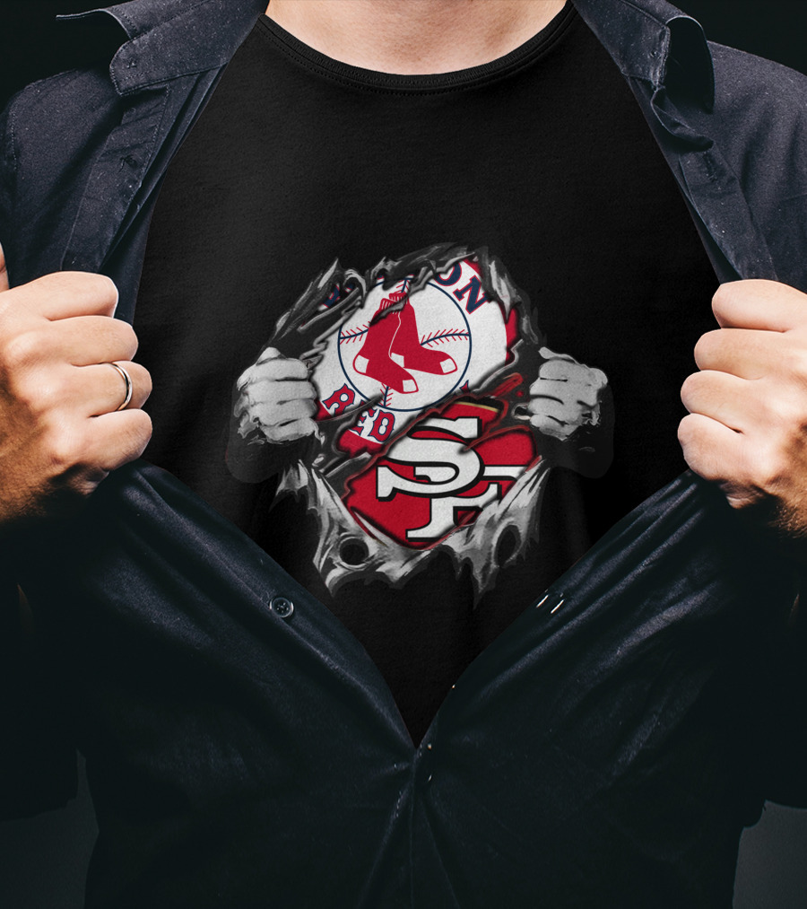49ers Redsox Collaboration Dual Loyalty Sports Fan Fusion T-Shirt