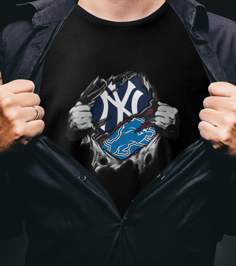Yankees Lion Sports Fusion Logo Rip T-Shirt