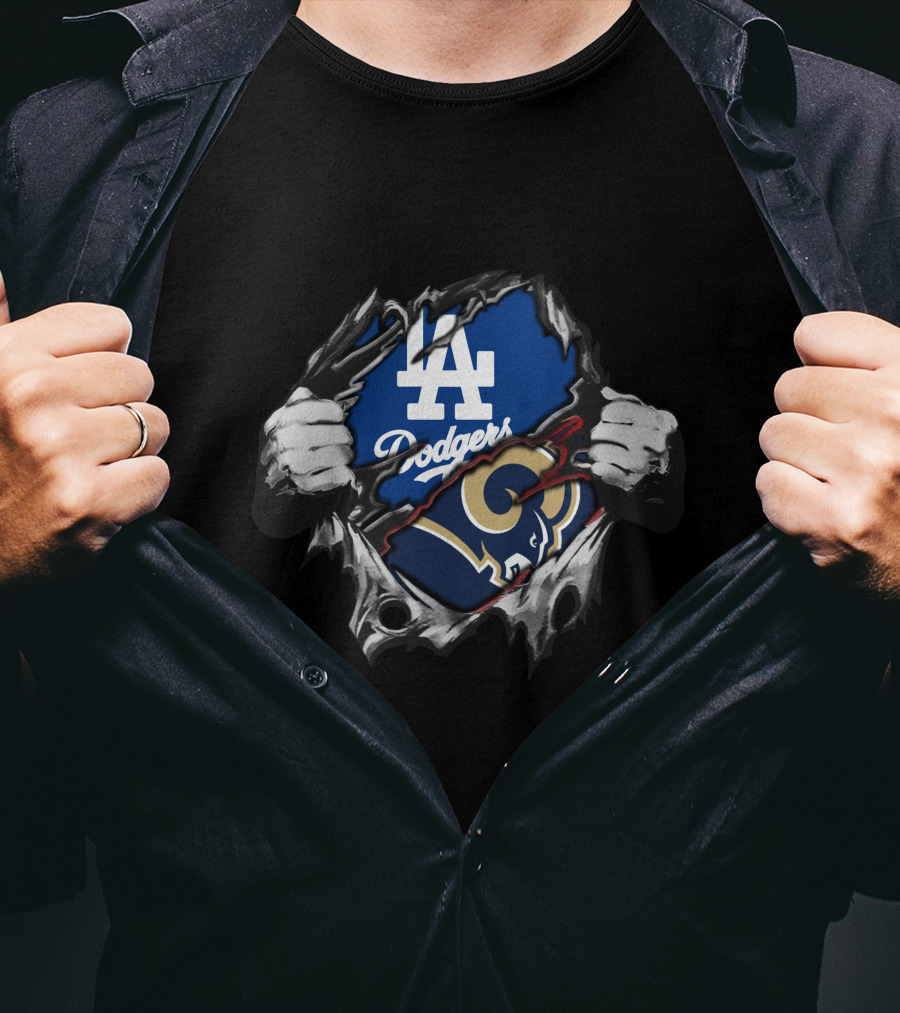 Rams La Dodgers Hidden Logo Fusion T-Shirt