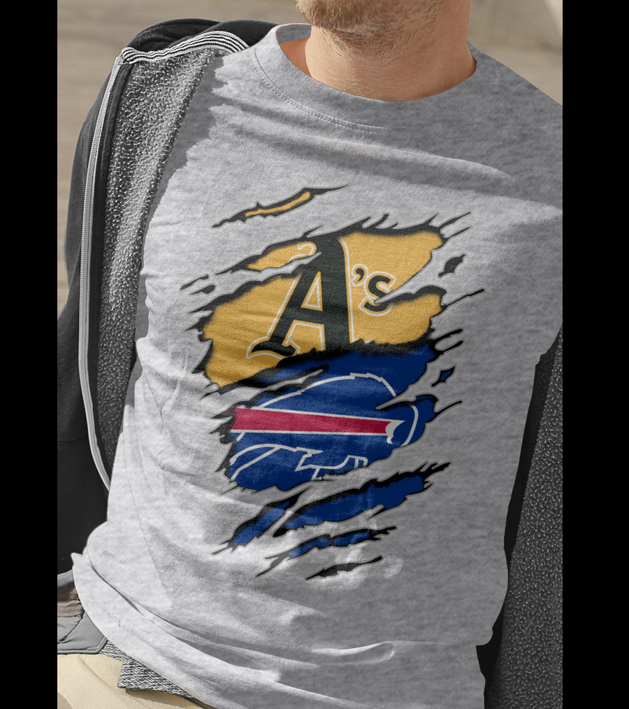 Buffalo Bills Oakland Athletics Mashup Tear T-Shirt