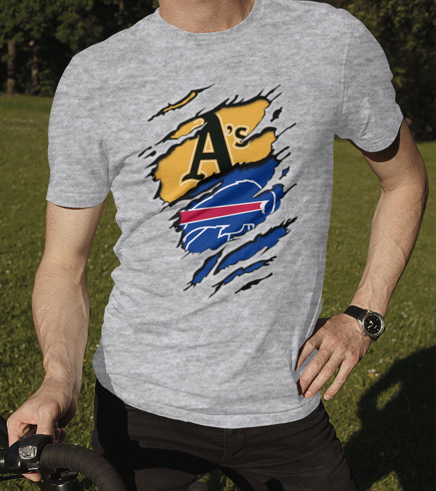 Buffalo Bills Oakland Athletics Mashup Tear T-Shirt