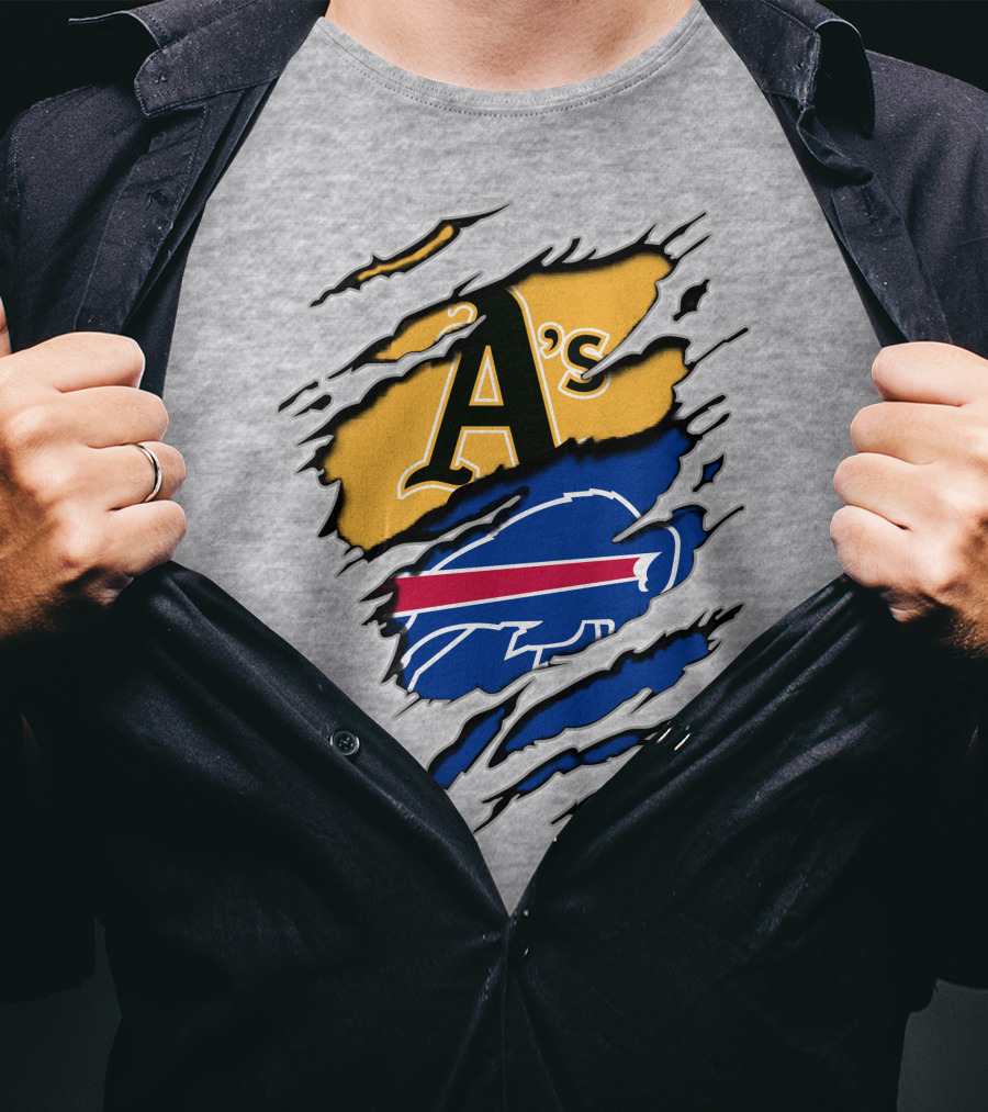 Buffalo Bills Oakland Athletics Mashup Tear T-Shirt