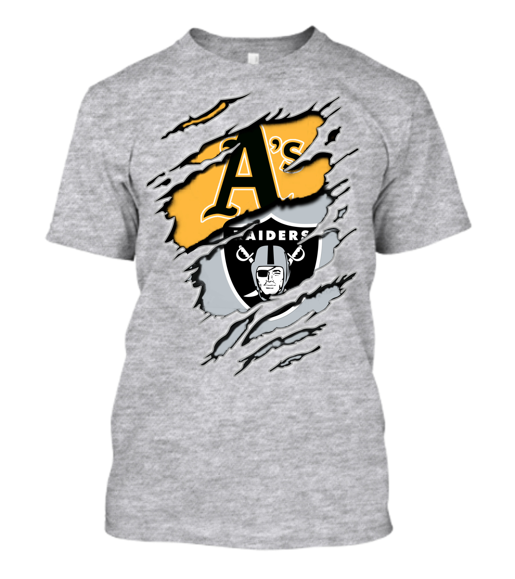 Oakland Athletics Raiders Dual Logo Torn Effect T-Shirt
