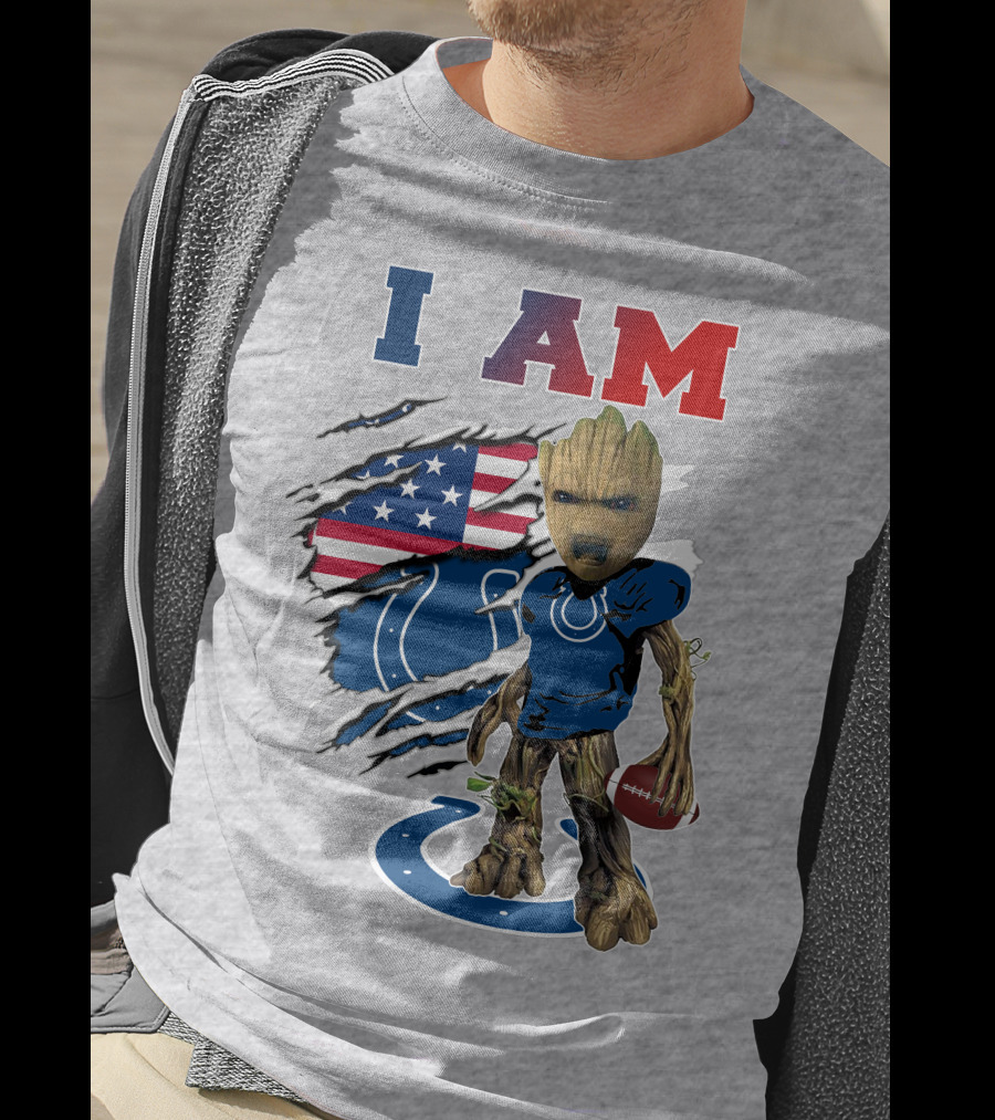I Am Groot Colts NFL Football USA Flag T-Shirt