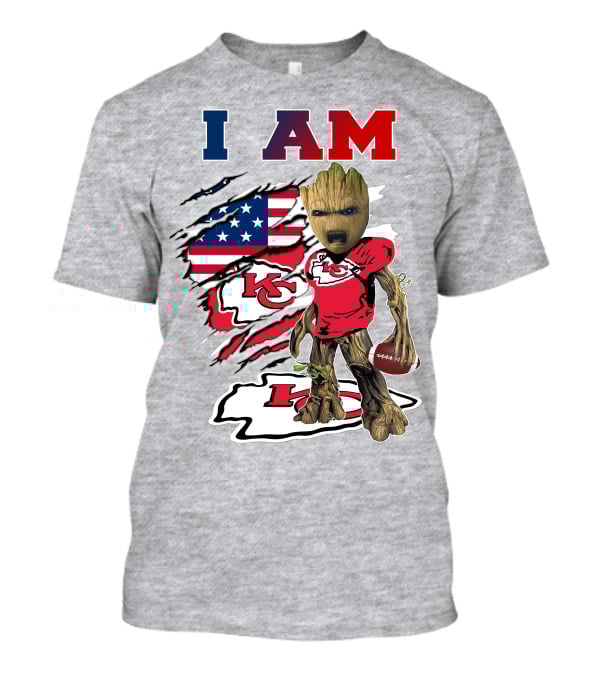 I Am Groot Chiefs Kc Football American Flag T-Shirt