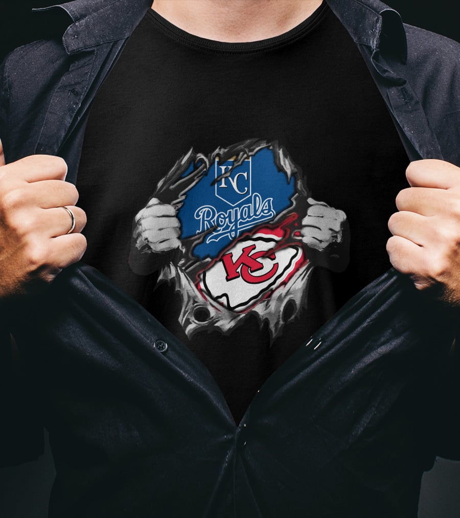 Kansas City Royals Chiefs KC Logo Fan Fusion T-Shirt