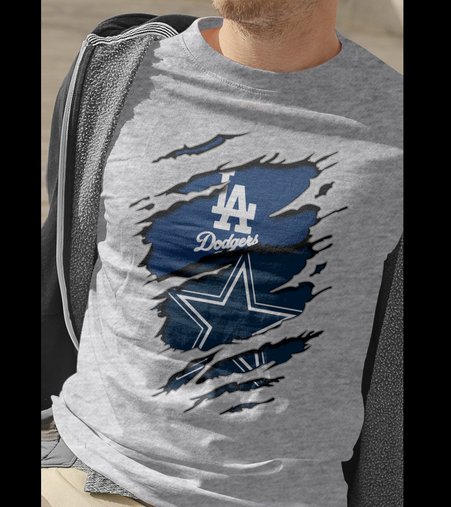 Los Angeles Dodgers Dallas Cowboys Logo Fusion T-Shirt