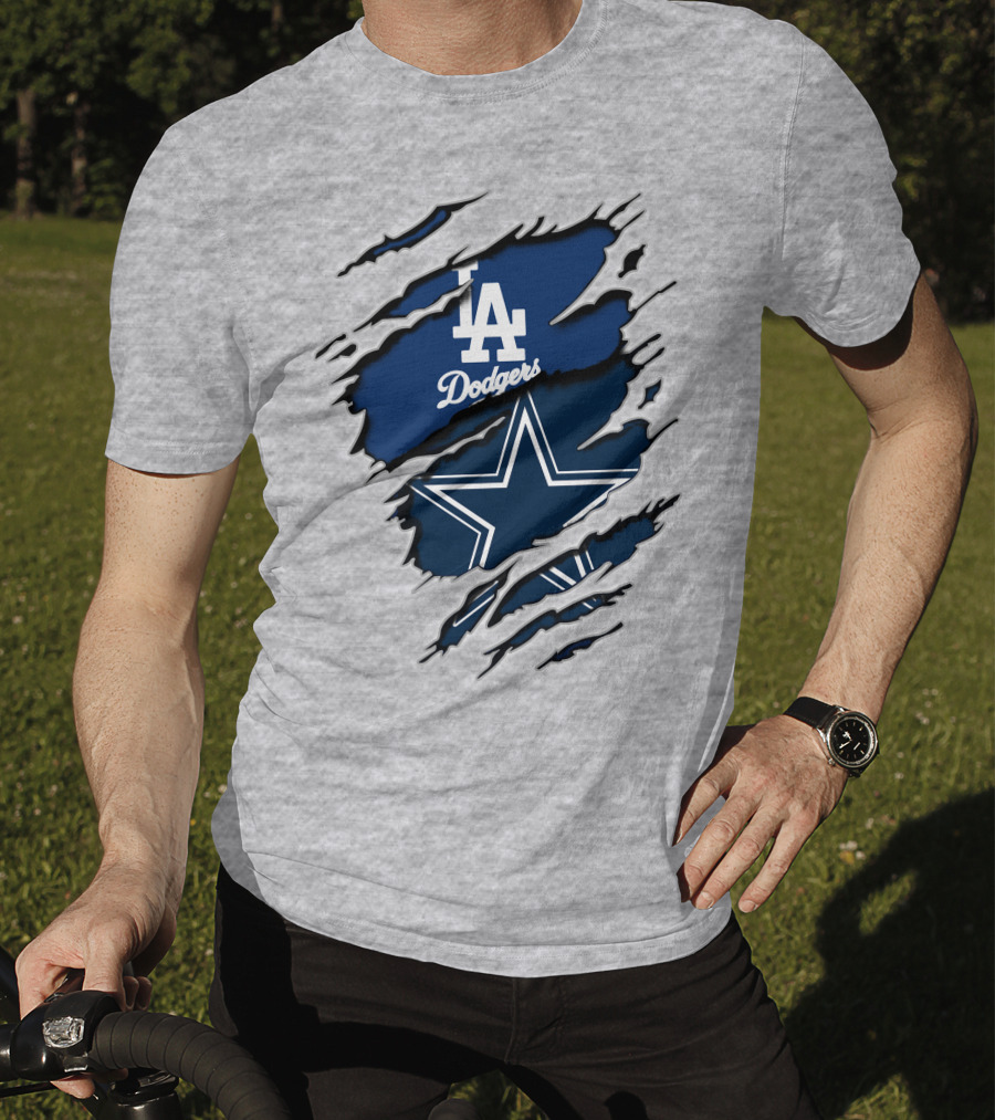 Los Angeles Dodgers Dallas Cowboys Logo Fusion T-Shirt