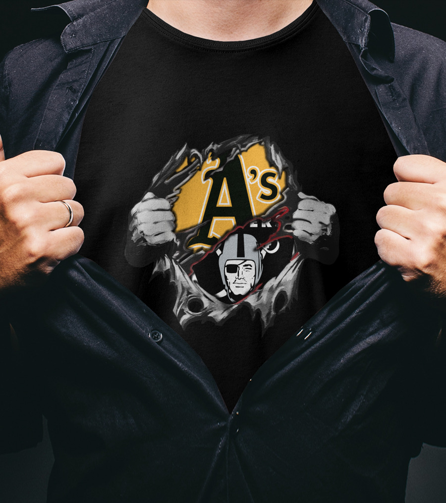 Raiders A's Fusion Logo With Torn Effect T-Shirt