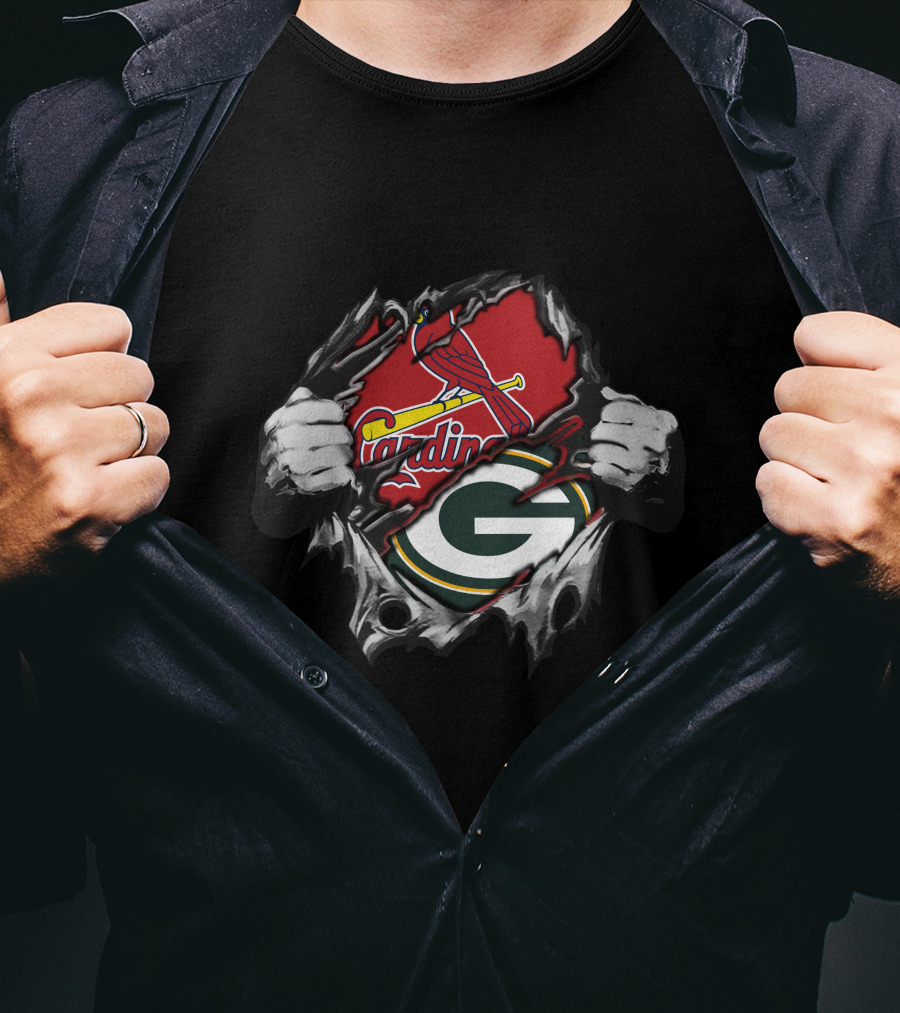 Cardinals Packers Dual Fan Crossover T-Shirt