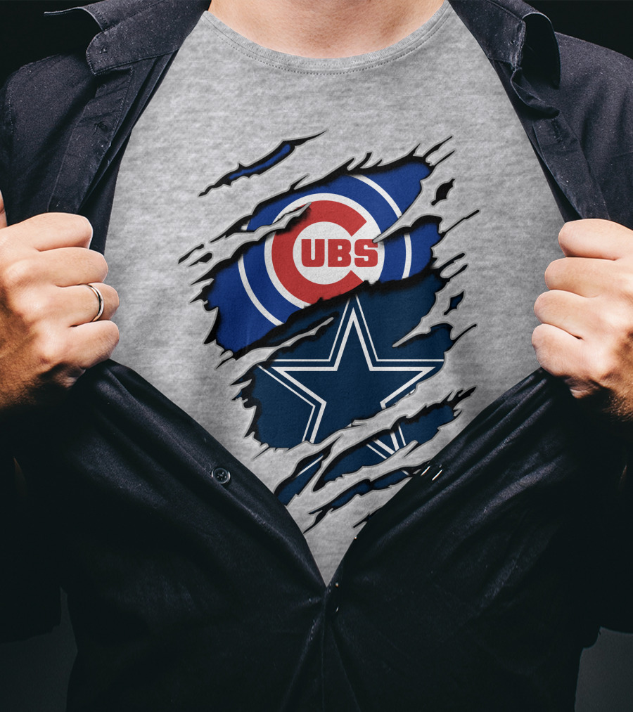 Cubs And Cowboys Fan Symbol Fusion T-Shirt