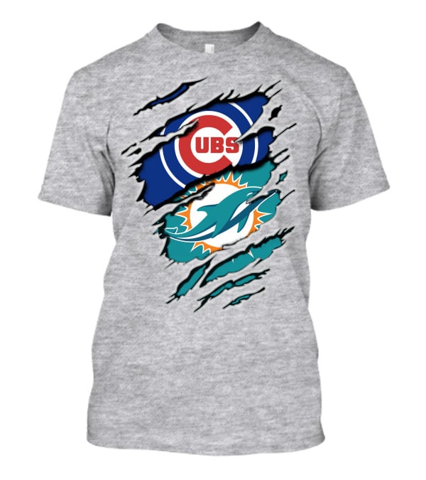 Cubs Dolphins Logo Mashup Nfl Mlb Sports Fans T-Shirt