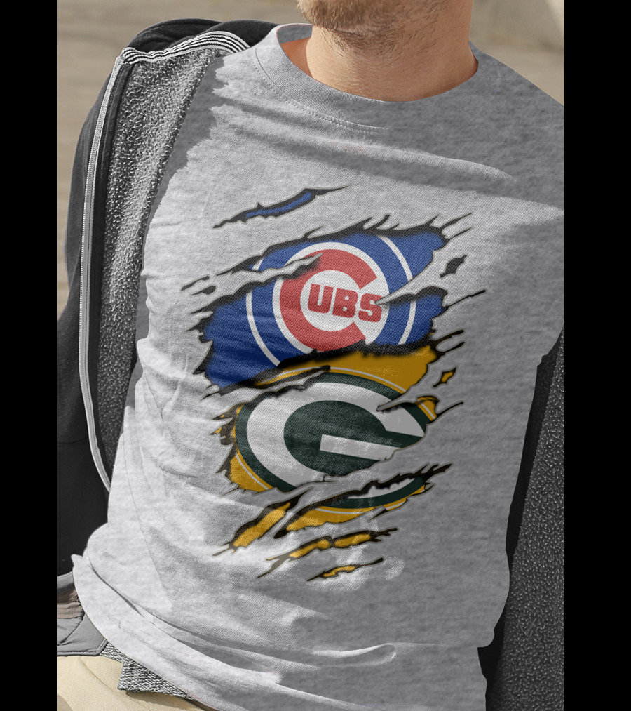 Packers Cubs Torn Logos Fusion T-Shirt