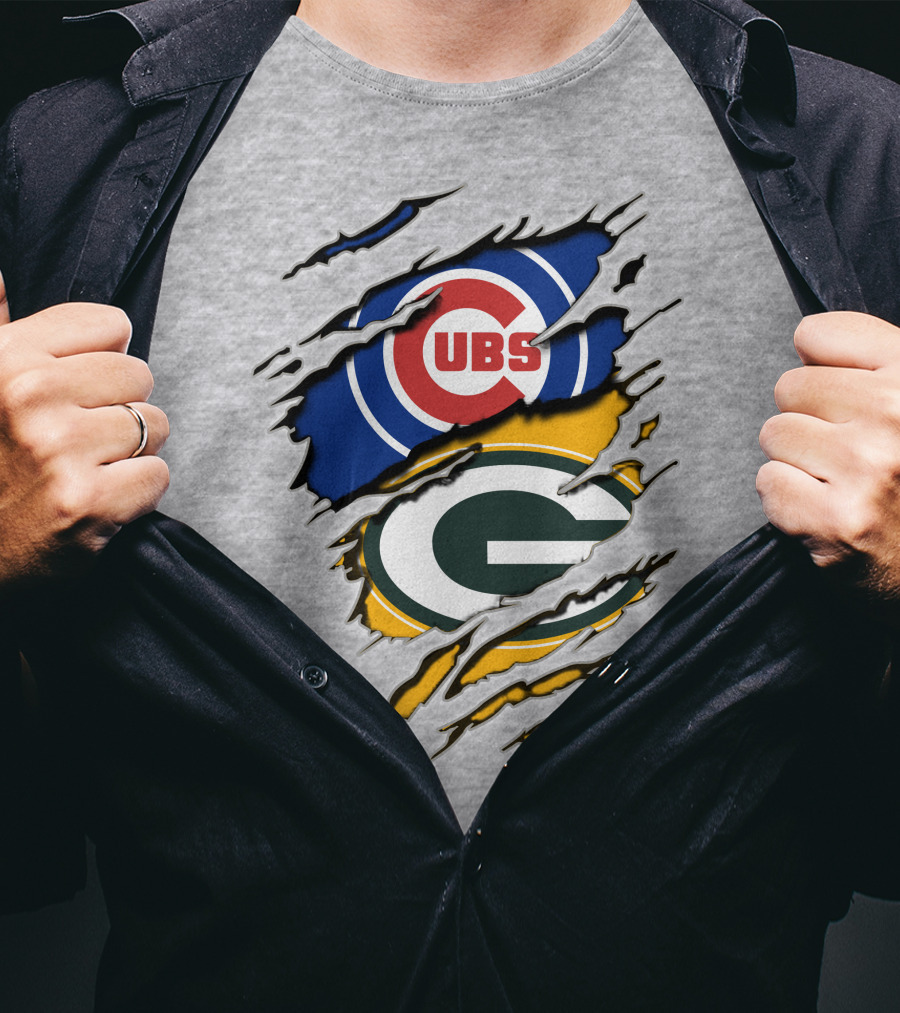 Packers Cubs Torn Logos Fusion T-Shirt