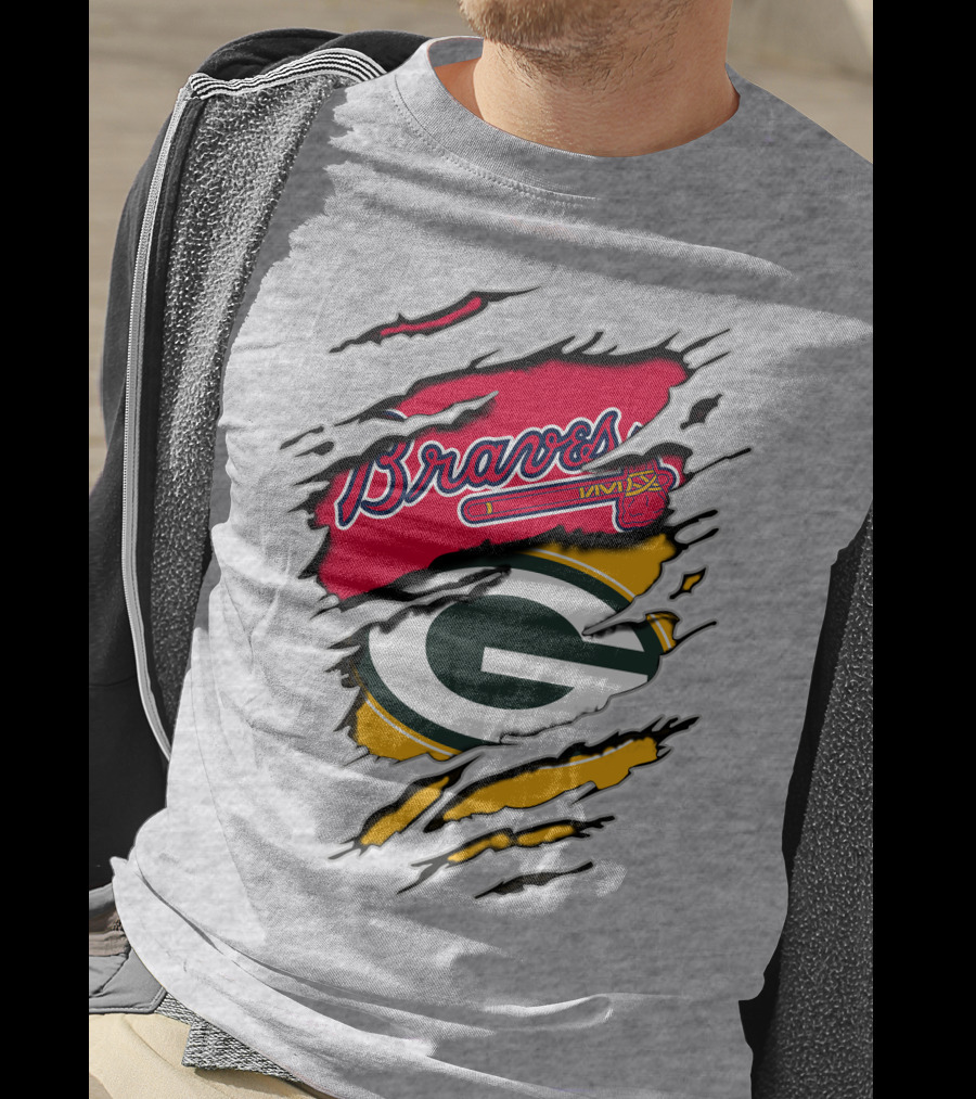 Braves Packers Torn Logo Mashup T-Shirt