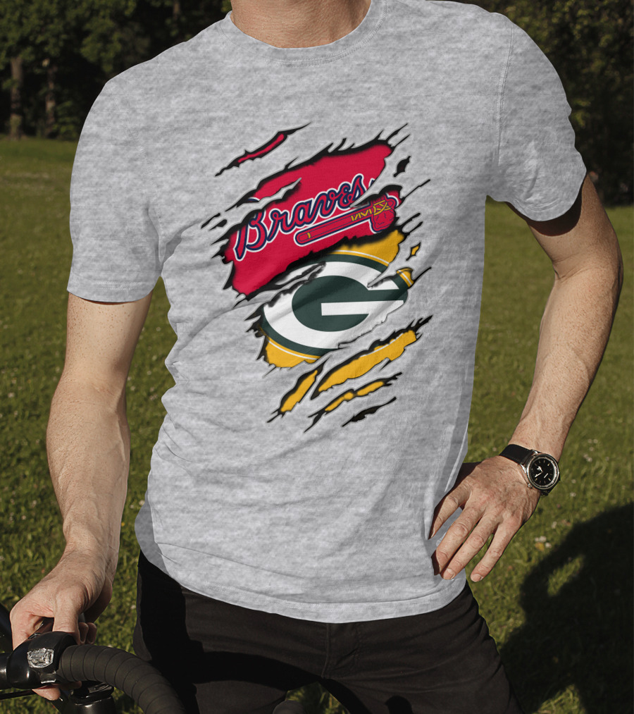 Braves Packers Torn Logo Mashup T-Shirt