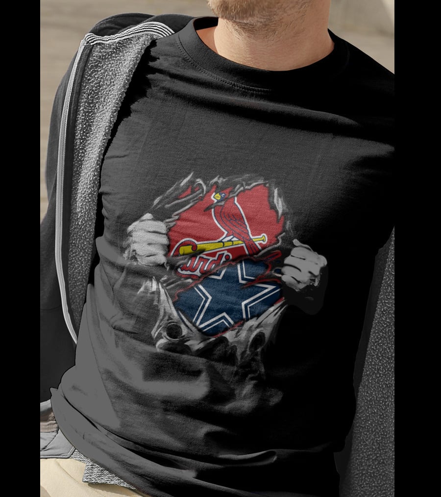 Cowboys Cardinals Bird Star Dual Logo Fusion T-Shirt