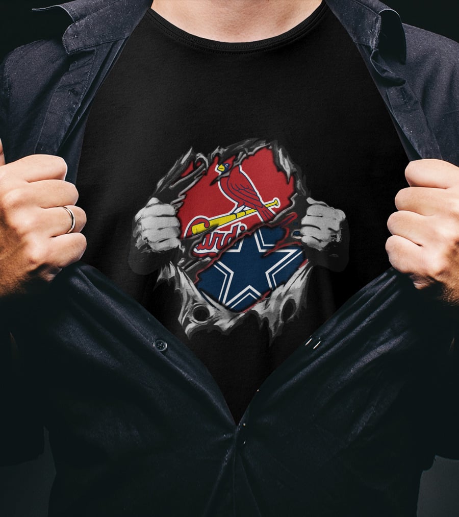 Cowboys Cardinals Bird Star Dual Logo Fusion T-Shirt