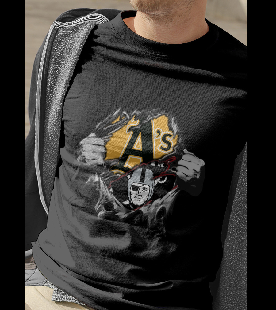Raiders A's Logo Mashup Tear T-Shirt
