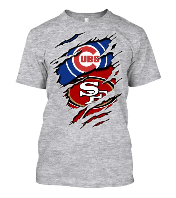 Cubs 49ers Logo Mashup Ripped T-Shirt