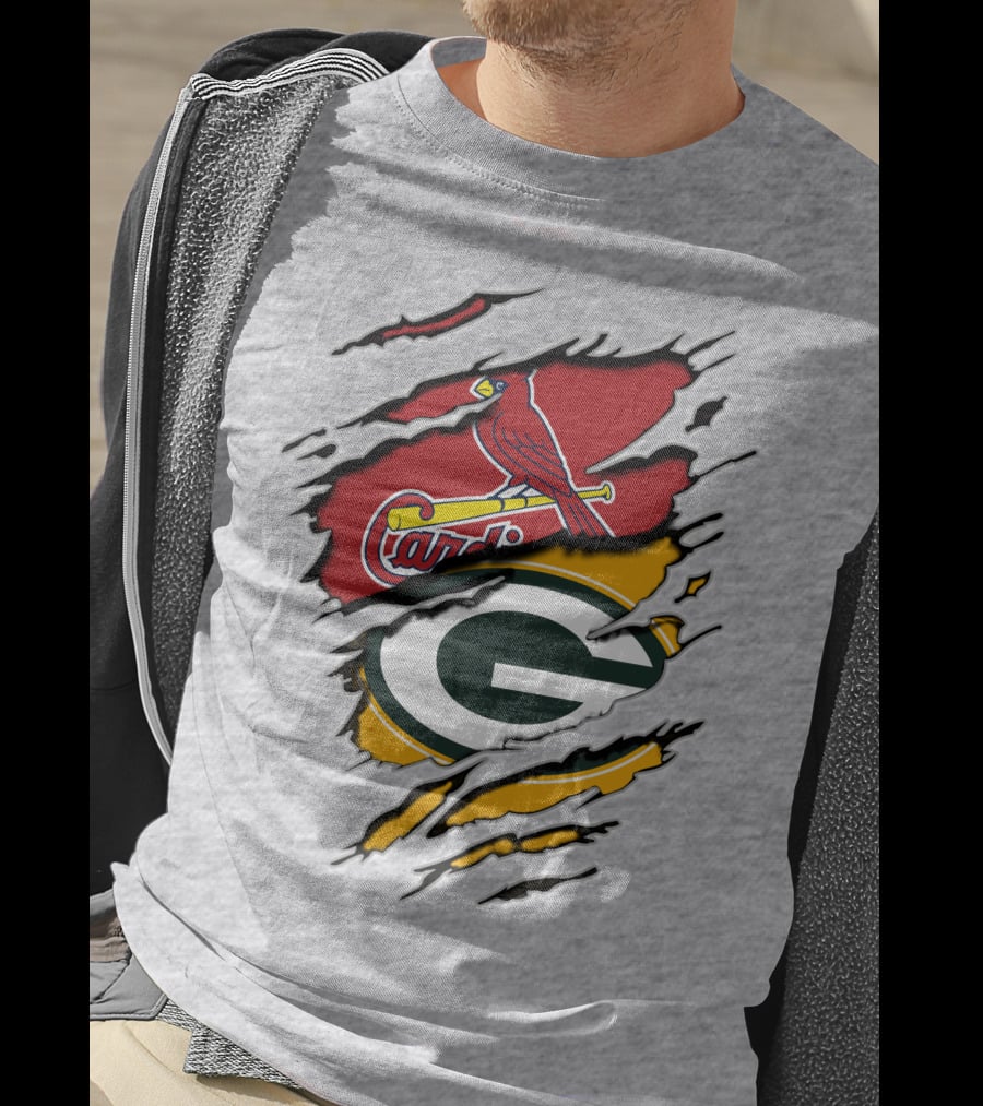 Packers Cardinals Torn Logo Mashup T-Shirt