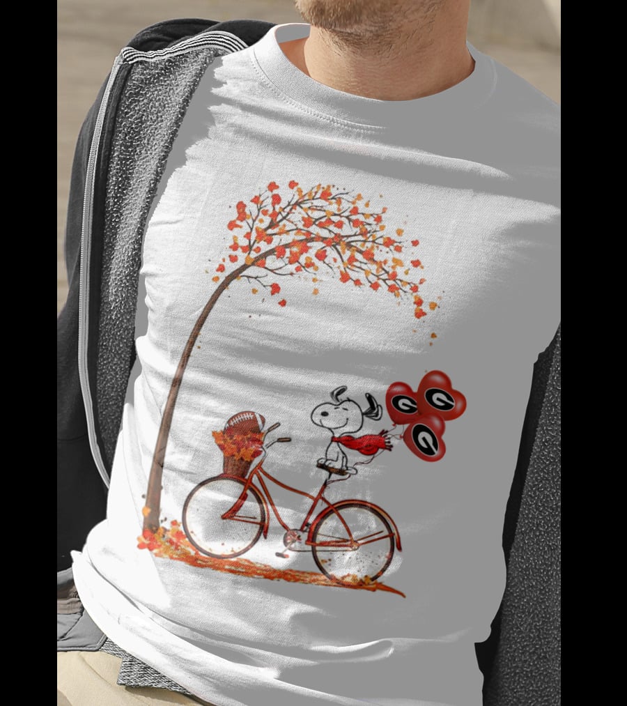 Snoopy Georgia Football Fall Bicycle Balloons T-Shirt