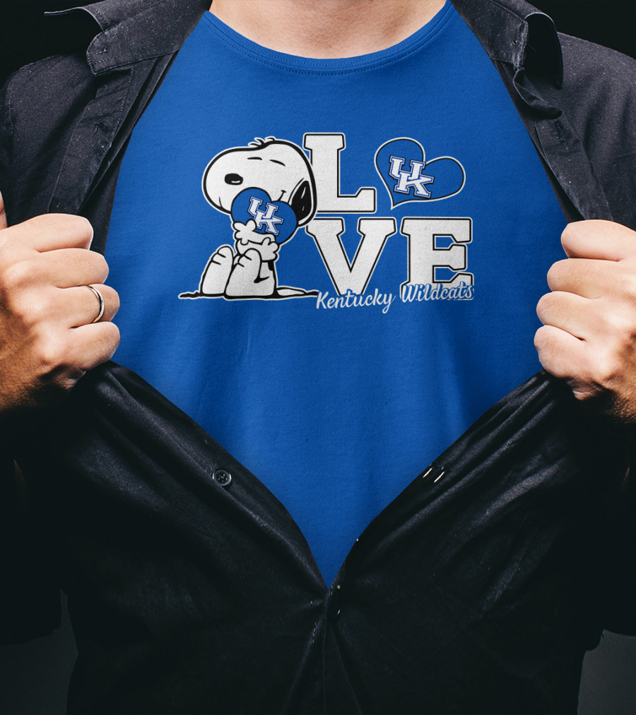 Love Kentucky Wildcats Snoopy Uk Heart T-Shirt