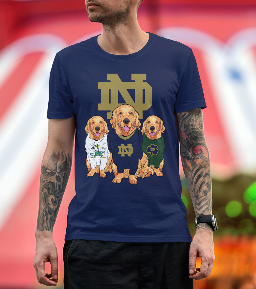 Notre Dame Golden Retrievers Nd Logo Irish Clover T-Shirt
