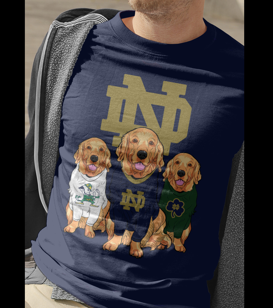 Notre Dame Golden Retrievers Nd Logo Irish Clover T-Shirt