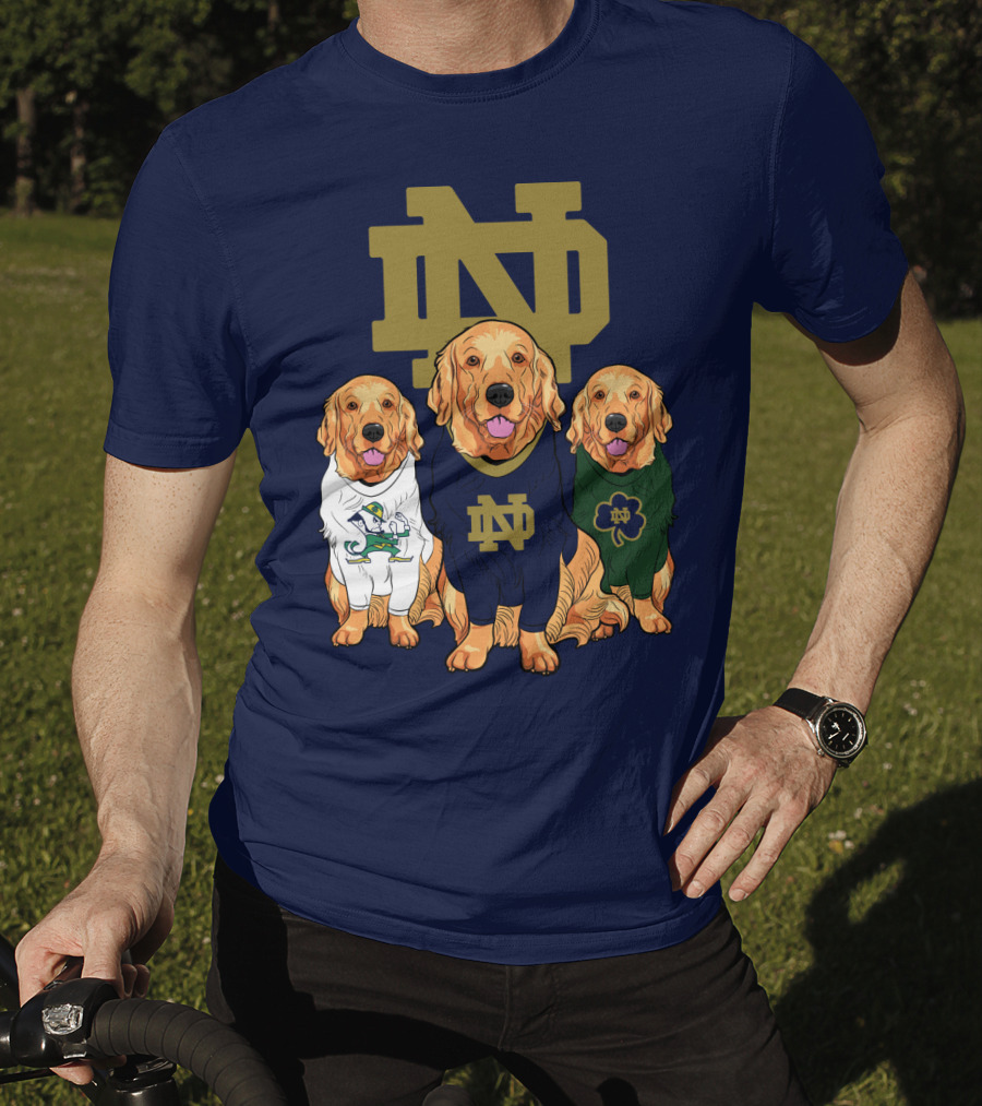 Notre Dame Golden Retrievers Nd Logo Irish Clover T-Shirt