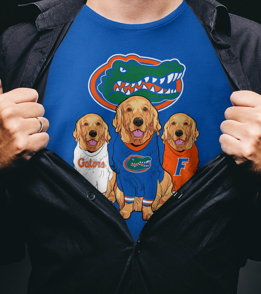 Florida Gators Golden Retrievers Trio Fan Gear T-Shirt