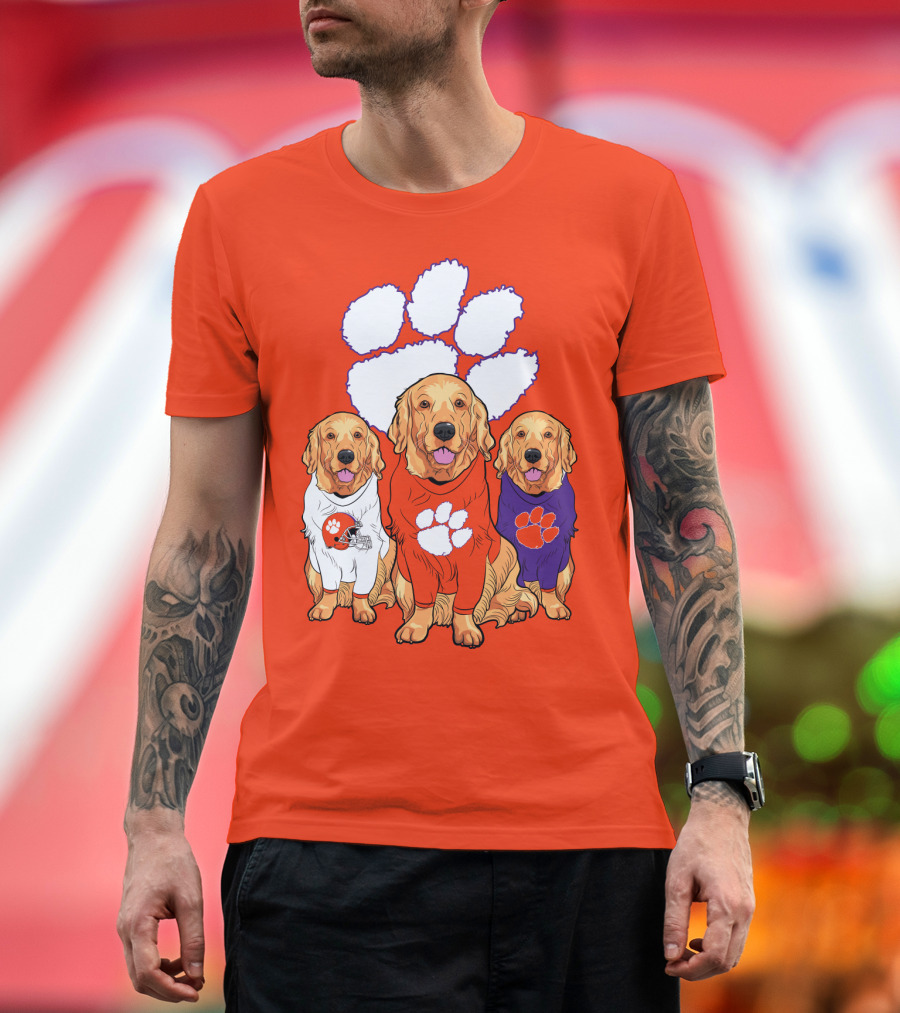 Clemson Tigers Golden Retrievers Trio T-Shirt