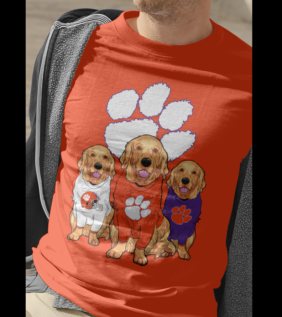 Clemson Tigers Golden Retrievers Trio T-Shirt