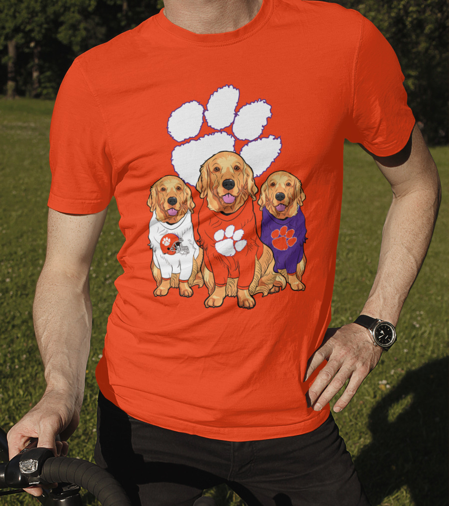 Clemson Tigers Golden Retrievers Trio T-Shirt