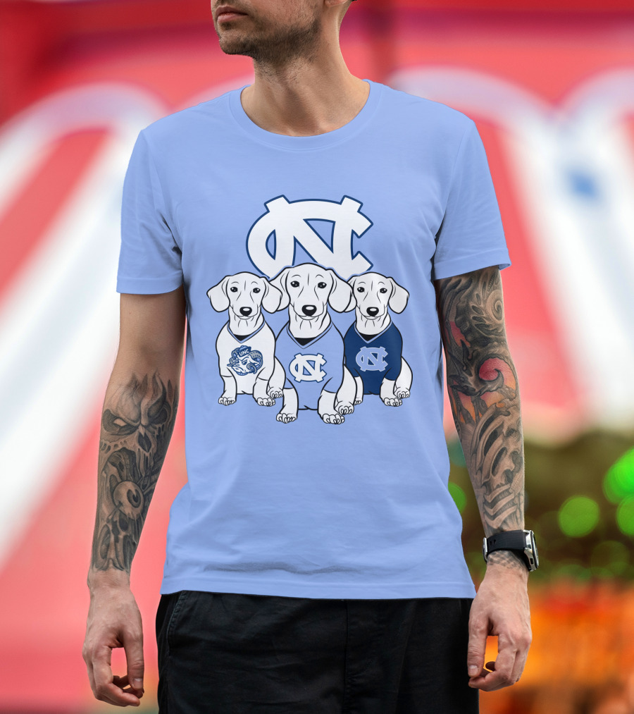 North Carolina Tar Heels  Dachshund Dogs T-Shirt