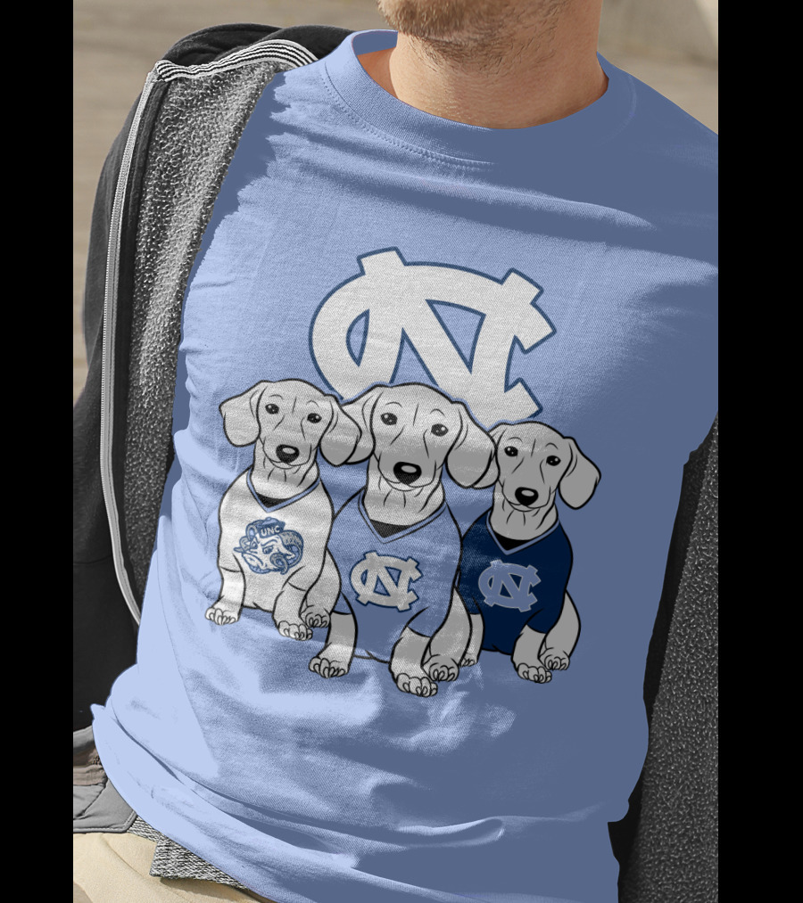 North Carolina Tar Heels  Dachshund Dogs T-Shirt
