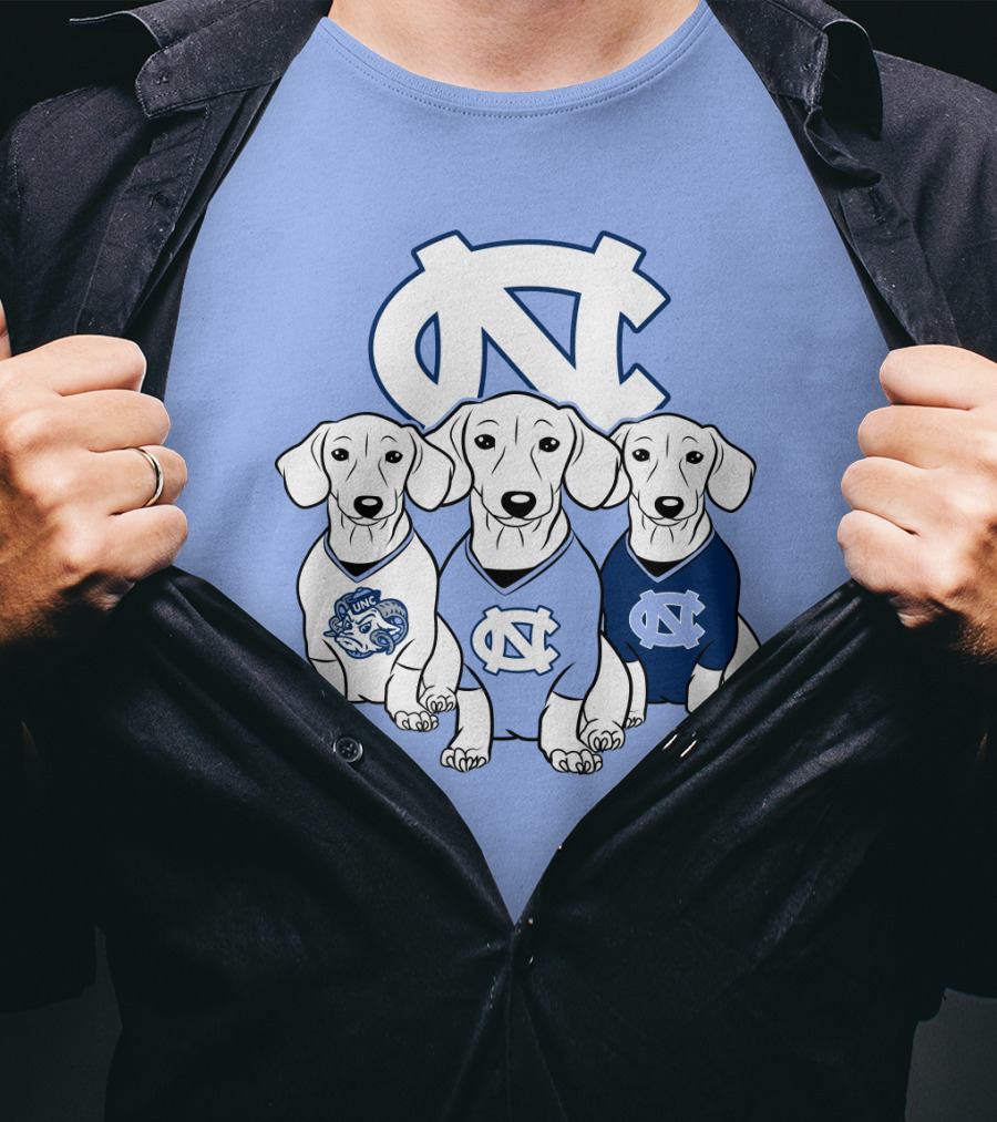 North Carolina Tar Heels  Dachshund Dogs T-Shirt