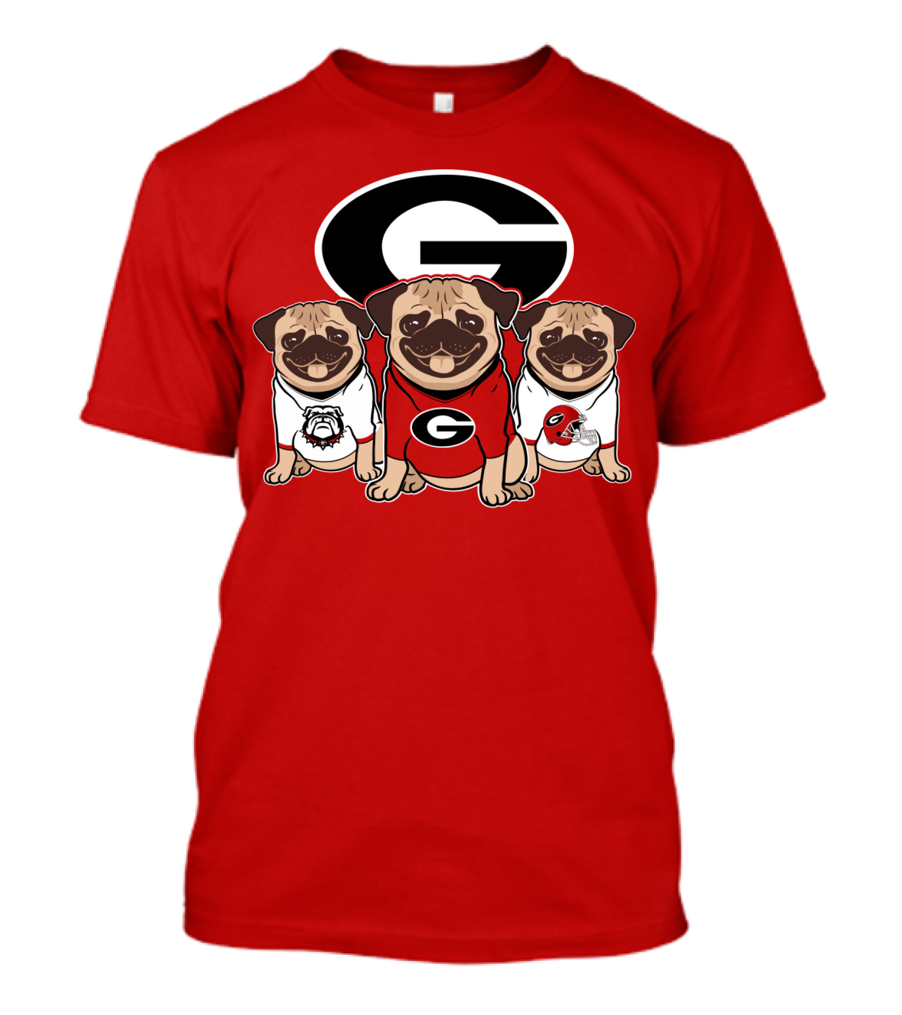 Georgia Bulldogs Pug Dogs Football Fan T-Shirt